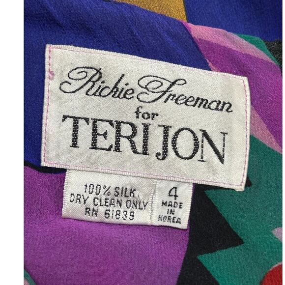 VTG Rickie Freeman For Terijon Skirt 4 100% Silk Lined Floral Retro Flowy Girly - Picture 4 of 10